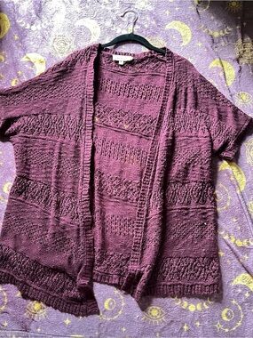 Cloud Chaser Open-Front Knit Cardigan - Burgundy